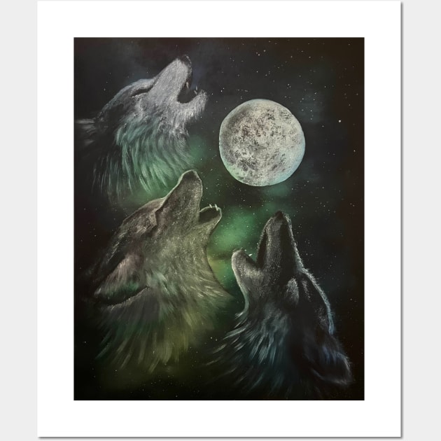 Wolves Howling at the Moon Wall Art by J&S mason